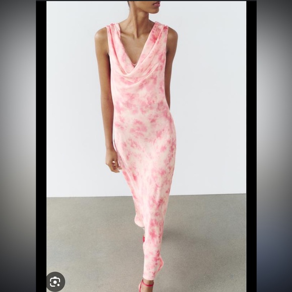 NWT Zara Tie Dye Satin Effect Dress - Picture 2 of 5
